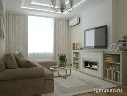 Living Room Interior 18 Sq M With Fireplace