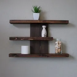 Wooden bath shelves photo