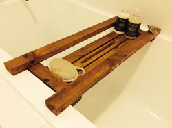Wooden bath shelves photo