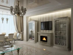Қонақ бөлмесінің дизайны 30 м Каминмен