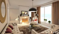 Дизайн гостиной 30 м с камином
