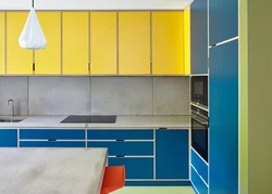 Blue yellow kitchen design