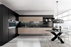 Kitchens black and beige photo