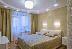 Single-level stretch ceiling design in the bedroom