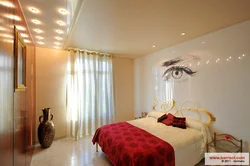 Single-level stretch ceiling design in the bedroom