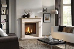 Interior With White Fireplace In Apartment