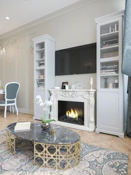 Interior With White Fireplace In Apartment