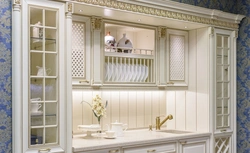 Modern kitchens with display cases for dishes photo