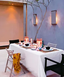 Sconce дар ошхона дар девори фото дохилӣ