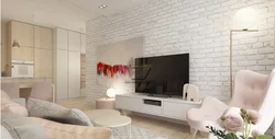 Brick wallpaper in the living room photo