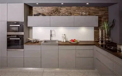Kitchen design with gray stone