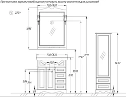 Вышыня люстэрка ў ваннай фота