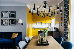 Blue Sofa In The Kitchen In The Interior