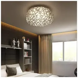 Дызайн спальні люстра з нацяжной столлю сучаснае фота