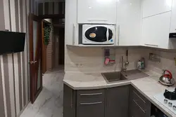 Corner Kitchen Design With Refrigerator In The Corner