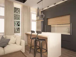 Studio apartment design 27 sq.m. with balcony