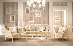 Living room interiors in ivory