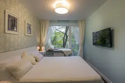 Interior in a Khrushchev-era bedroom with a window