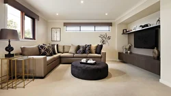 Photo of a living room in a house with a sofa