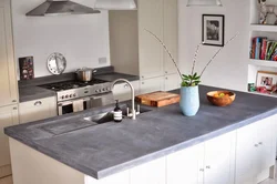 Concrete Countertop In The Kitchen Interior Photo