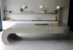 Concrete countertop in the kitchen interior photo