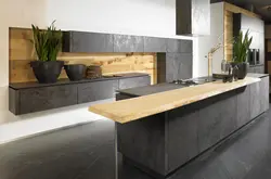 Countertop бетонӣ дар дохили ошхона акс