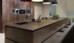Concrete countertop in the kitchen interior photo