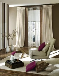 Curtains for curtains in the living room interior photo
