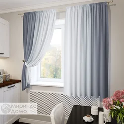 Curtains for gray and white kitchen photo