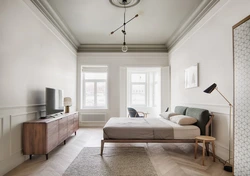 Living room bedroom design in Scandinavian style