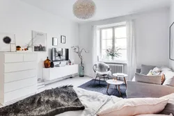 Living room bedroom design in Scandinavian style