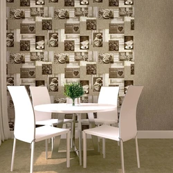 Non-woven wallpaper in the kitchen interior