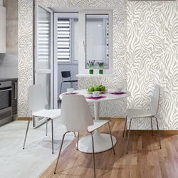 Non-woven wallpaper in the kitchen interior