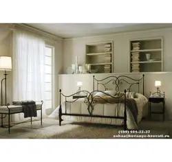 Bedroom design with metal black bed