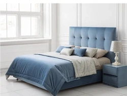 Interior with blue bed bedroom photo
