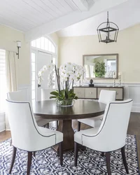 Living room interior with round table photo