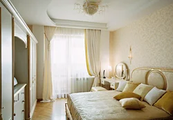 Bedroom interior in gold colors