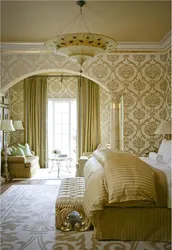 Bedroom interior in gold colors