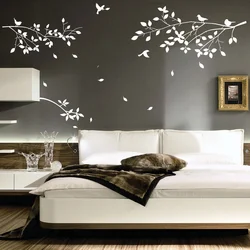 Painting on the walls in the bedroom photo