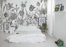 Painting on the walls in the bedroom photo