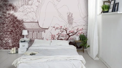 Painting on the walls in the bedroom photo