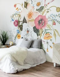 Painting on the walls in the bedroom photo