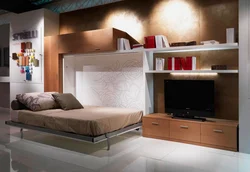Wardrobe bed in apartment interior