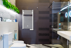 Water heated towel rail for the bathroom photo in the interior