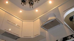 Потолки натяжные светильники на маленькой кухне фото