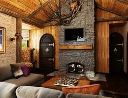 Apartment design with wood and stone