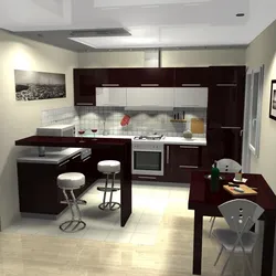 Inexpensive kitchen design with a breakfast bar