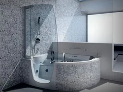 Corner bath with shower in the interior