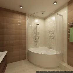 Corner bath with shower in the interior