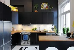 Черный Кухонный Гарнитур В Маленькую Кухню Фото